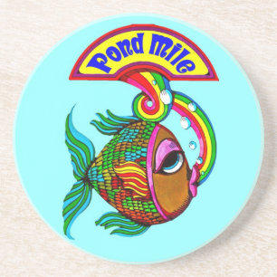 En Grès Dessous de verre de poissons de mille d'étang