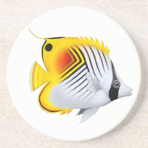 En Grès Dessous de verre de poissons de papillon de