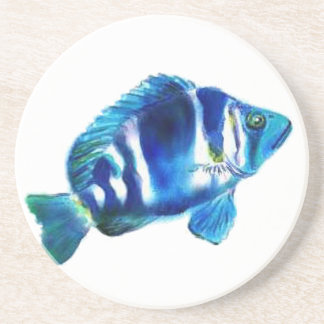 En Grès Dessous de verre de poissons d'indigo
