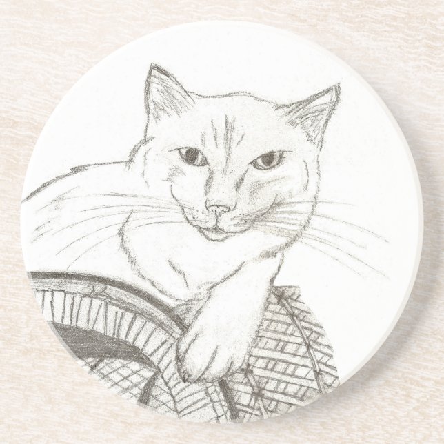 En Grès Dessous de verre de portrait de Cat Ragdoll (Devant)