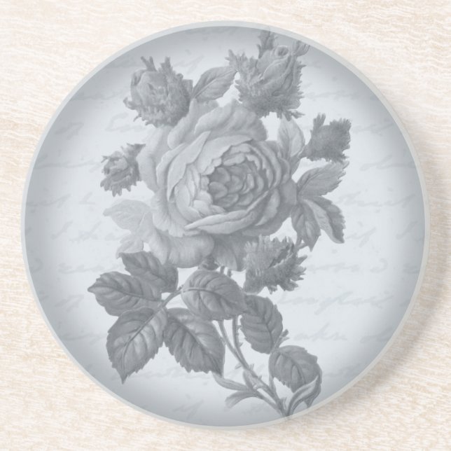 En Grès Dessous de verre de rose de bleu (Devant)