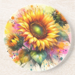 En Grès Dessous de verre de sable - Beaux tournesols, Art