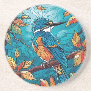 En Grès Dessous de verre de Sandstone Kingfisher d'automne