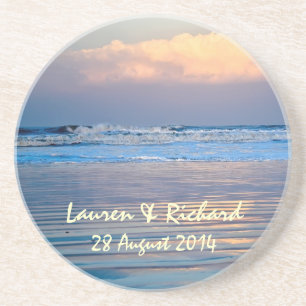 En Grès Dessous de verre de scène Couple Beach personnalis