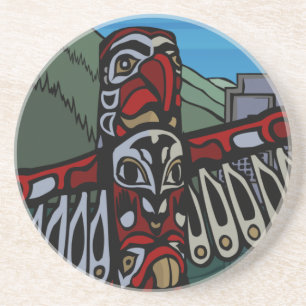 En Grès Dessous de verre de souvenirs de Vancouver Totem P