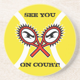 En Grès Dessous de verre de tennis avec un slogan amusant 