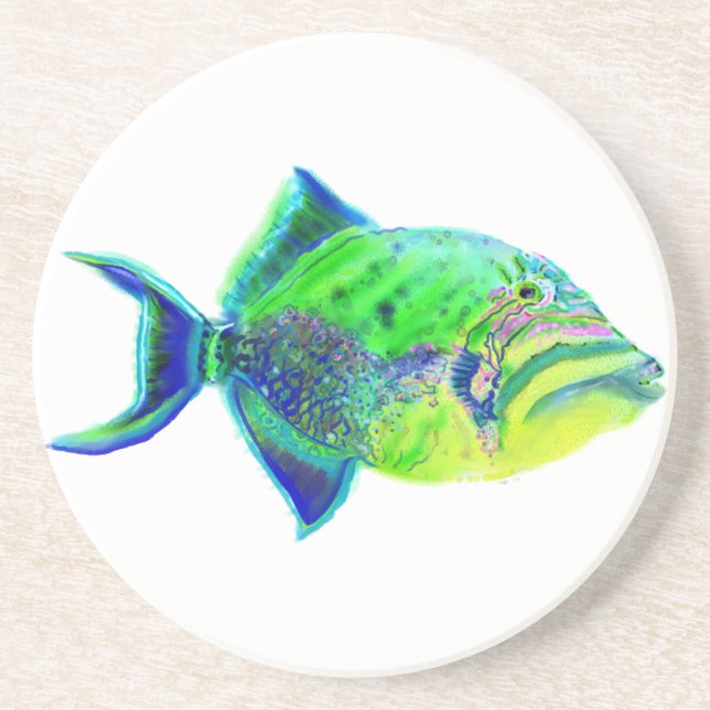 En Grès Dessous de verre de Triggerfish de la Reine (Devant)