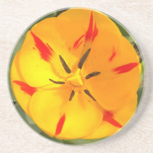 En Grès Dessous de verre de tulipe jaune flambé