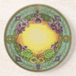 En Grès Dessous de verre de violet français Monogramme Bel