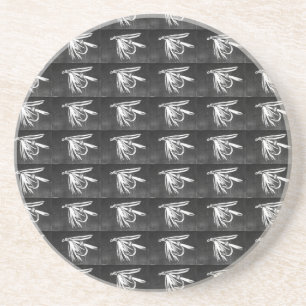 En Grès Dessous de verre de vol à la truite Motif noire