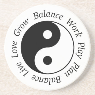 En Grès Dessous de verre de Yin Yang d'équilibre
