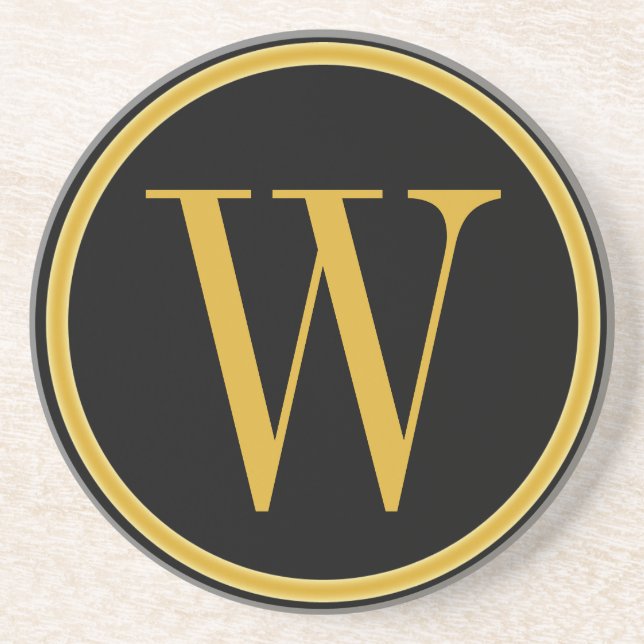 En Grès Dessous de verre décorés d'un monogramme (Devant)