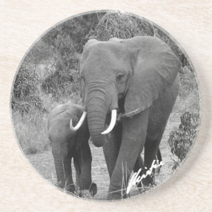 En Grès Dessous de verre d'éléphant et de veau