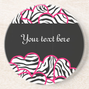 En Grès Dessous de verre des coeurs Zebra