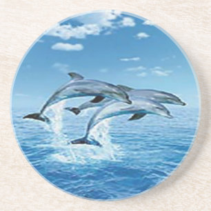En Grès Dessous de verre des dauphins de l'air