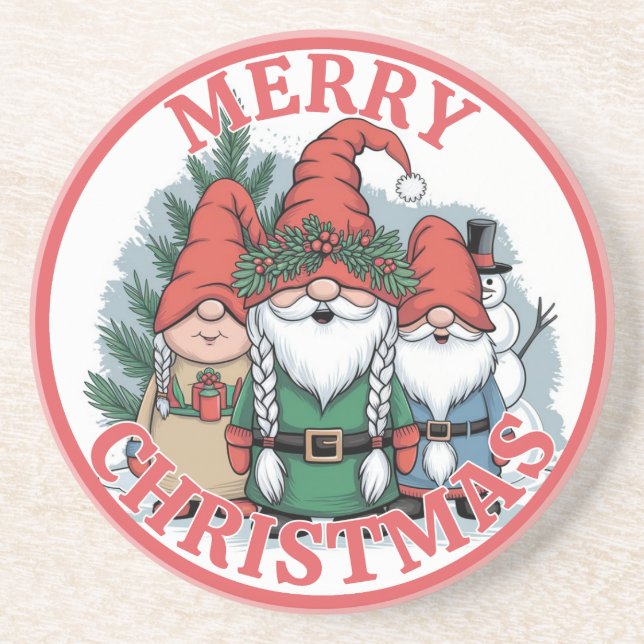 En Grès Dessous de verre des Gnomes de Noël (Devant)