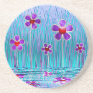En Grès Dessous de verre des marguerites timides