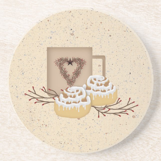 En Grès Dessous de verre des rouleaux de cannelle (Devant)