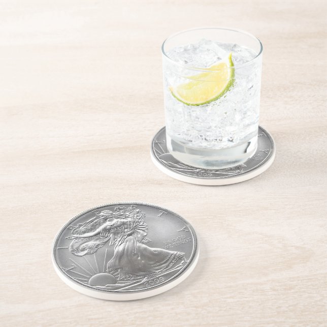 En Grès Dessous de verre Design Silver Eagle (Côté)