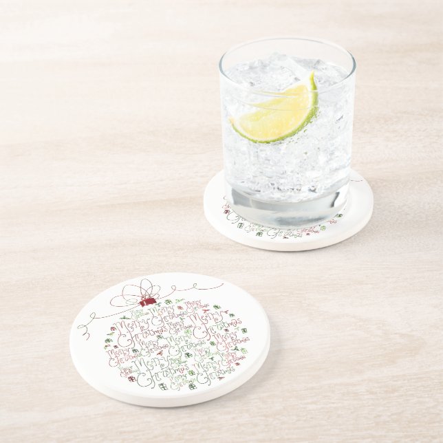 En Grès Dessous de verre d'ornement de Noël (Côté)