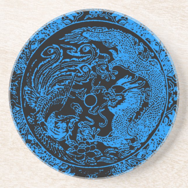 En Grès Dessous de verre Dragon et Phoenix (Devant)