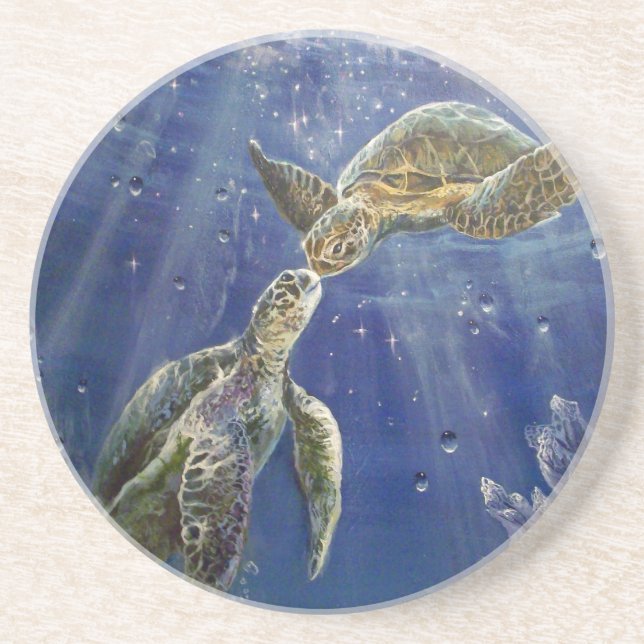 En Grès Dessous de verre du baiser du véritable amour (Devant)