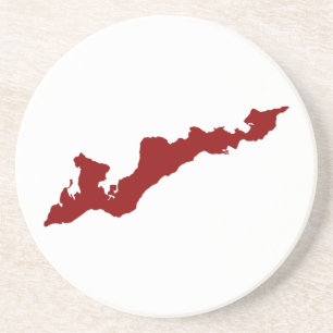 En Grès Dessous de verre du logo de Fishers Island - Rouge