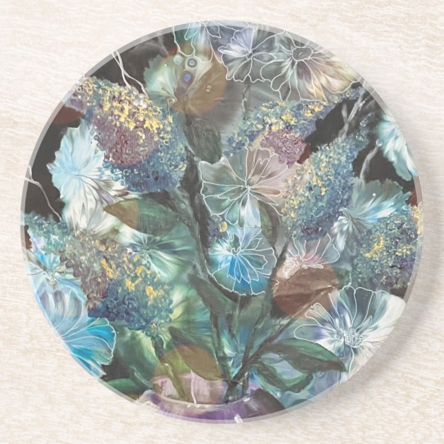 En Grès Dessous de verre Fleurs Abstraites (Devant)