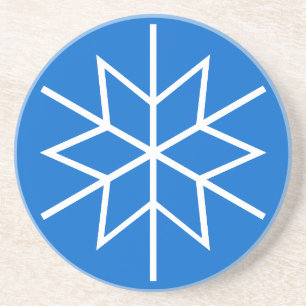 En Grès Dessous de verre - Flocon de neige blanc