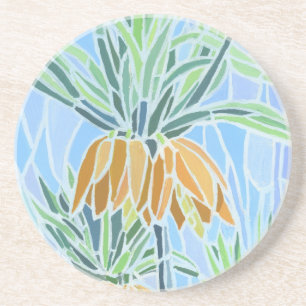 En Grès Dessous de verre Floral Mosaic Design