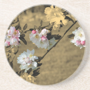 En Grès Dessous de verre Floral Sepia