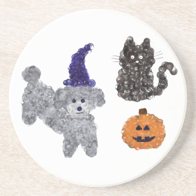 En Grès Dessous de verre Halloween Grey Poodle #1 (Devant)
