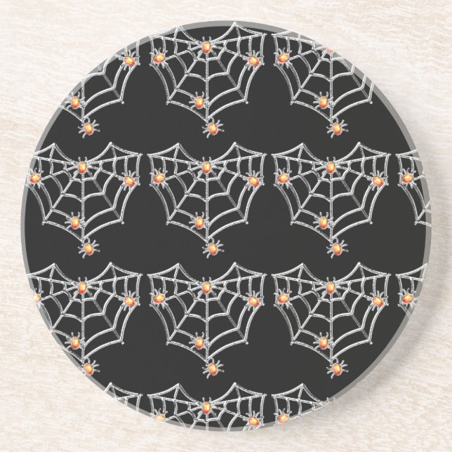 En Grès Dessous de verre Halloween Spiderweb (Noir) (Devant)