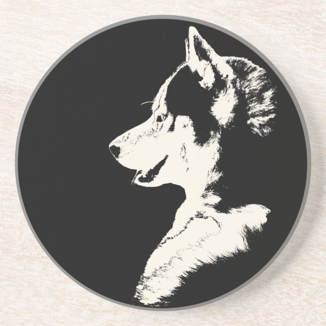 En Grès Dessous de verre Husky personnalisé Husky Chien Ch (Devant)