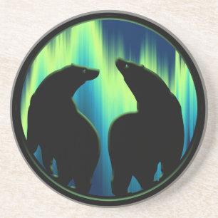 En Grès Dessous de verre indigènes d'ours de faune d'art
