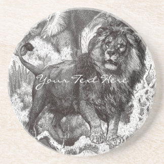 En Grès Dessous de verre Lion vintage