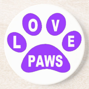 En Grès Dessous de verre Love Paws sur pattes violet