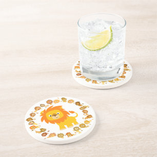 En Grès Dessous de verre Mandala de Lion Cartoon mignon