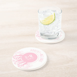 En Grès Dessous de verre Mariage rose floral
