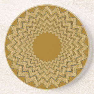 En Grès Dessous de verre - Médaillon Zigzag (marron)