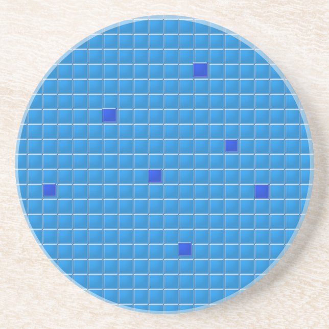 En Grès Dessous de verre - Mosaïque Carré bleu (Devant)