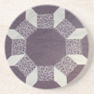 En Grès Dessous de verre - Motif blanc et pourpre