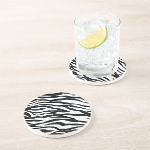En Grès Dessous de verre motif noir et blanc zèbre