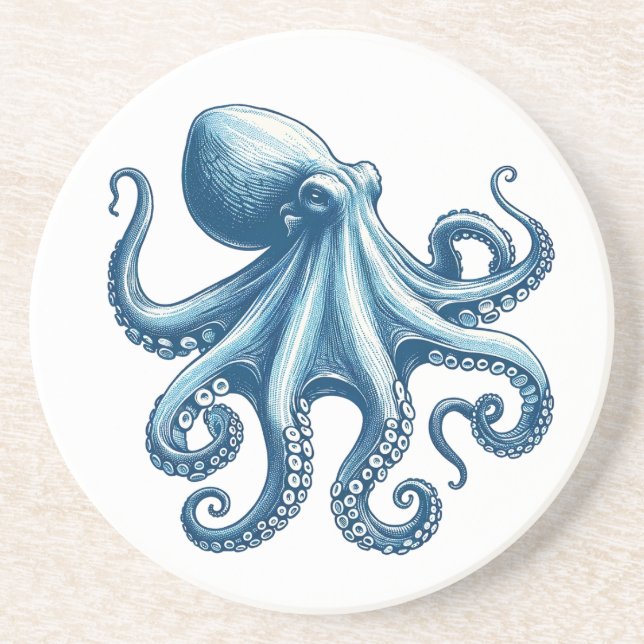 En Grès Dessous de verre nautique octopus (Devant)