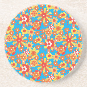 En Grès Dessous de verre ou Boissons Mat : Fleurs Orange D