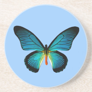 En Grès Dessous de verre papillon bleu