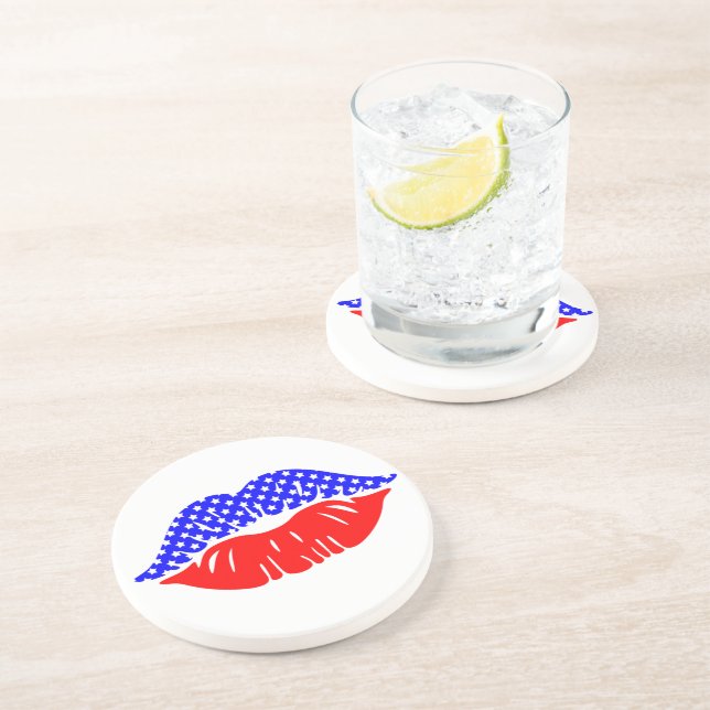 En Grès Dessous de verre Patriotique Kiss Drink (Côté)