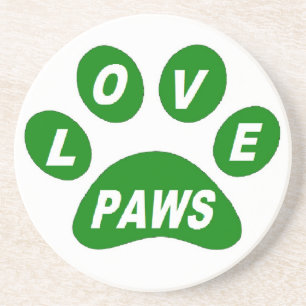 En Grès Dessous de verre pattes d'amour sur pattes vert