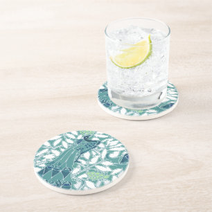 En Grès Dessous de verre Peacock vintages