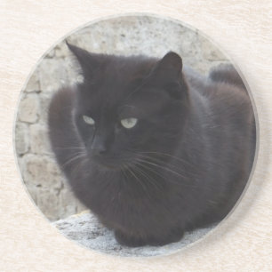 En Grès Dessous de verre personnalisé Black Cat